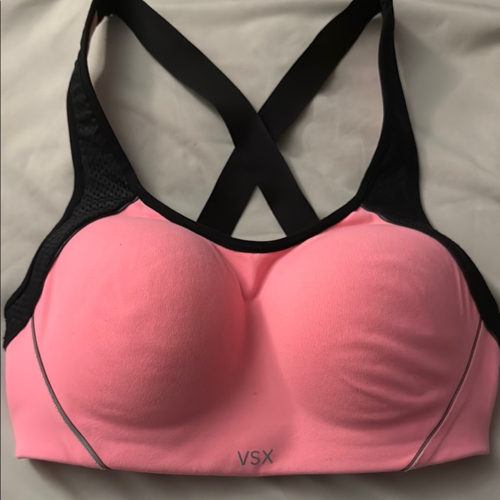 VSX Pink and Black Medium Impact Sports Bra